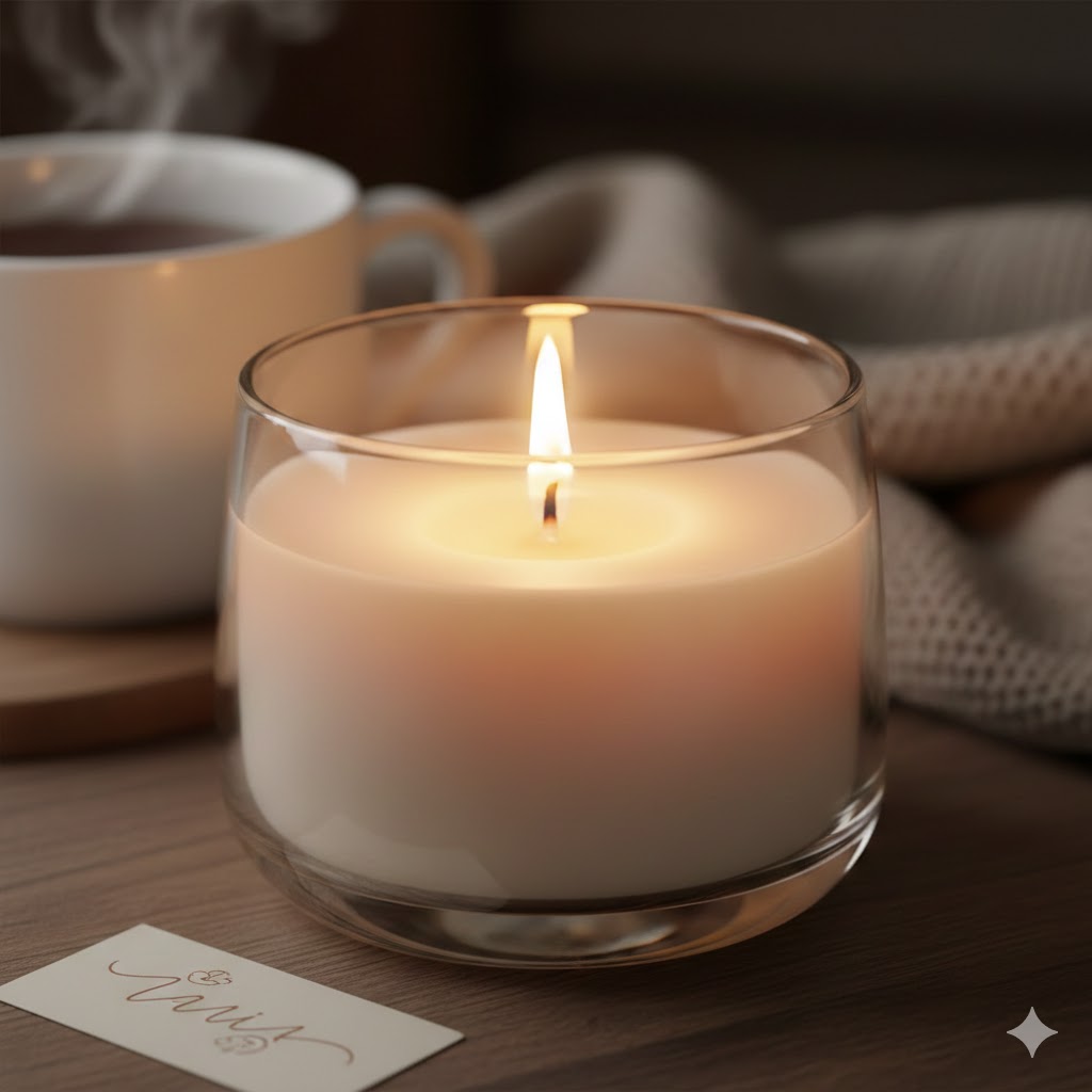 Vanilje stearinlys i glas