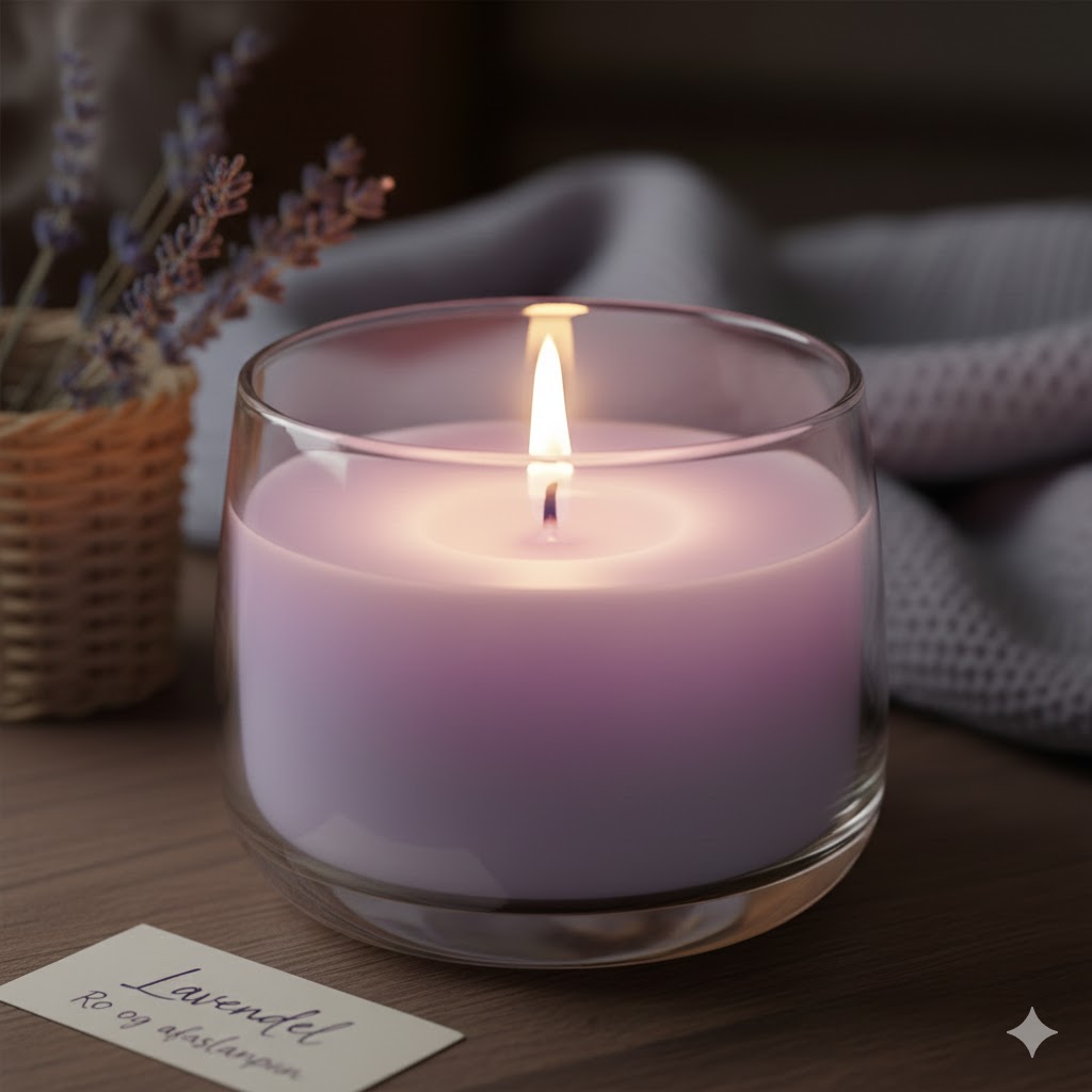 Lavendel stearinlys i glas