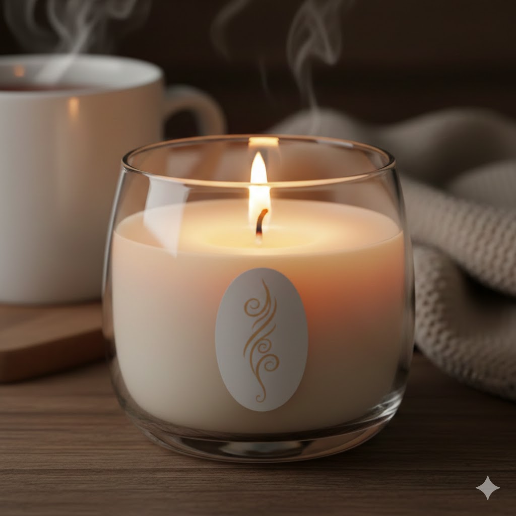 Vanilje stearinlys i glas