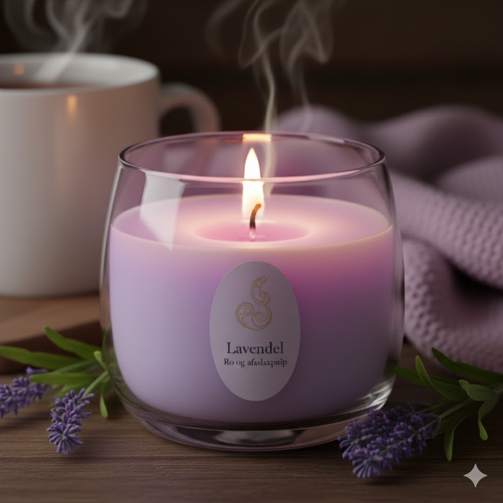 Lavendel stearinlys i glas
