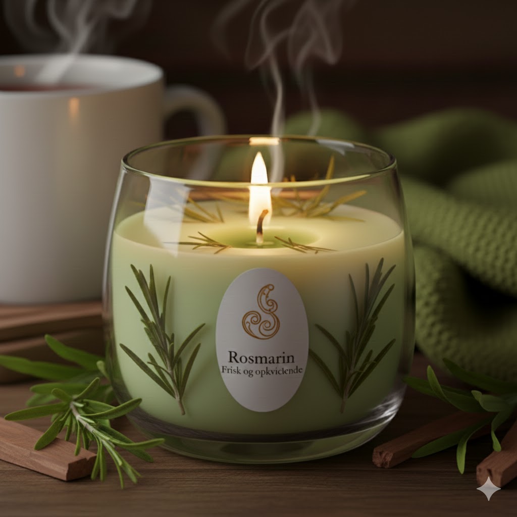 Rosmarin stearinlys i glas